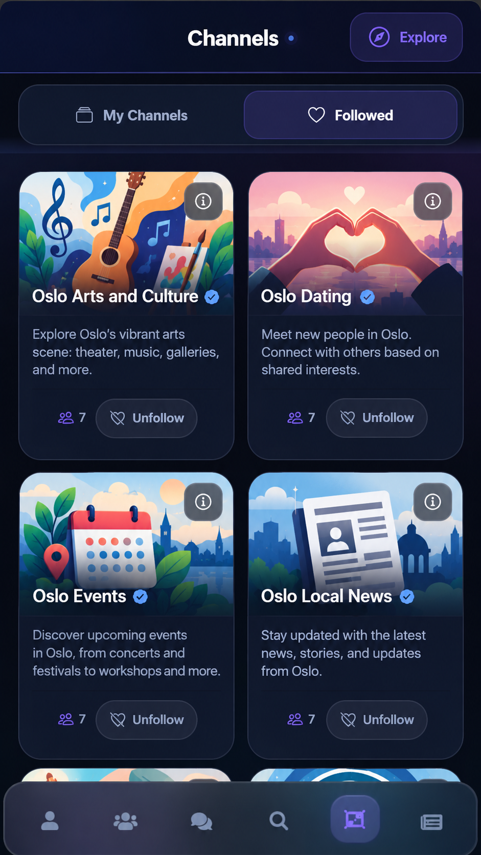Folcen community channels interface