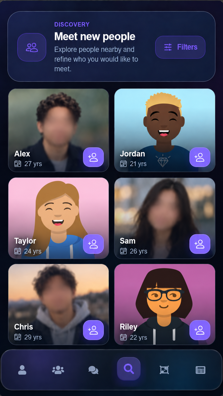 Folcen people discovery interface